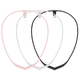 Three headbands in pink, white, and black on a white background